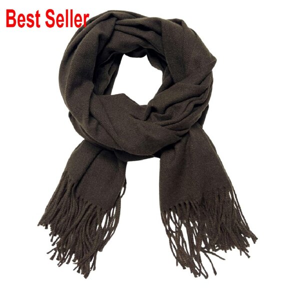 Soft Wool Blend Scarf Shawl Large Winter Wrap Pashmina Elegant Minimal Chic - Picture 1 of 7